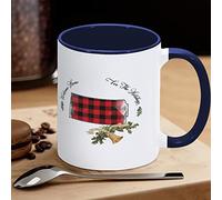 Buffalo Plaid Christmas Bell Holly Divertente novità Tazze Welcome Home for The Holidays South Dakota Tazza da caffè in ceramica Tazza da tè Tazza dello Stato americano Regalo per Amico Insegnante Madre Padre, 311,8 g