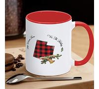 Buffalo Plaid Christmas Bell Holly Divertente novità Tazze Welcome Home for The Holidays Utah Tazza da caffè in ceramica Tazza da tè Tazza dello Stato americano Regalo per Amico, Insegnante, Madre Padre, 311,8 g