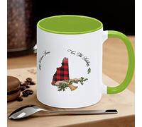 Buffalo Plaid Christmas Bell Holly Funny Novelty Mug Welcome Home for The Holidays New Hampshire Tazza da caffè in ceramica Tazza da tè Tazza dello Stato americano Regalo per Amico, Insegnante, Madre Padre, 311,8 g