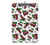 Buffalo Plaid Christmas Transport Country Formato A4 Portablocco Divertente Estetico Lavoro Studiando Lettera Portablocco Standard 12,5×8,5 in Pannello rigido per Aula Scolastica Bambini che scrivon