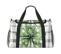 Buffalo Plaid Cover Borsone da Viaggio 4 Leaf Clover Palestra Pernottamento Weekender Borsa per Uomini Donne Leggero Carry On Bagagli per Allenamento Vacanze