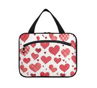 Buffalo Plaid Cuore Forma San Valentino Appeso Trucco Borse per le Donne con Gancio, Designer Pieghevole Kit di Toilette per Viaggio Trucco Hotel bolso de maquillaje para Mujer L