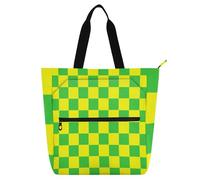 Buffalo Plaid Giallo Lime Verde Bambini Tote Bag Piano Libro Borsa per Ragazzi Ragazze Donne Gotico Grande Biblioteca Libro Tote Bag Borsa a Tracolla con Tasche per Scuola e Tempo di Gioco Arcobaleno