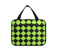 Buffalo Plaid Giallo Verde Nero Appeso Viaggio Trucco Borsa per le Donne con Gancio, Designer Borsa Espandibile per Articoli da toeletta per Viaggiatori Lavoro estuche de maquillaje para Mujer L