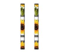 Buffalo Plaid Girasole 2 Pezzi Copertura Maniglia Della Porta Del Frigorifero, Plaid Fiore di Cucina Elettrodomestici Copertura per Frigorifero Forno Forno Lavastov
