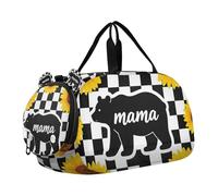 Buffalo Plaid Girasole Mama Bear Duffel Bag con scomparto per scarpe Multifunzionale Sport Borsone per ragazzi e ragazze