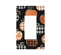 Buffalo Plaid Pumpkin Blank Wall Plate Cover Autumn Harvest Decorative Wall Plate, Facile da Installare, Copertura per Presa per Casa Ufficio Cucina Appartamento