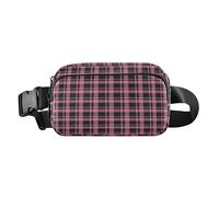Buffalo Plaid Rosa Nero Trendy Cross Body Bag Belt Pack per donna d'affari Resistente all'acqua con Cinghia Regolabile per Viaggi Corsa Escursionismo cintura para mujer