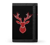 Buffalo Plaid Testa di Cervo Trifold Portafogli con Porta Soldi Porta Carte di Credito 8 Slot Portachiavi Finestra Foto per Uomo Donna, Stile-12, Taglia unica, Per tutte le stagioni