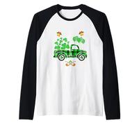 Buffalo Plaid Truck Shamrock Happy St Patrick's Day per Bambini Maglia con Maniche Raglan