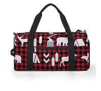 Buffalo Plaid Woodland Christmas Winter Funny Gym Bag con scomparto per scarpe Borsone da viaggio Weekender Pernottamento Yoga Bag