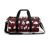 Buffalo Plaid Woodland Natale Inverno Borsa da Palestra Portatile per Donne e Uomini Borsone da Viaggio per Sport Stampa Gymbag Divertente Yoga Bag