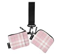 Buffalo - Portafoglio da donna, motivo scozzese scozzese, con doppio portamonete, porta carte di credito, alla moda, con cinturino da polso, 2 pezzi, Buffalo Plaid Tartan Scozia Rosa, 1 size, Casual