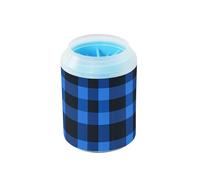 Buffalo - Rondella riutilizzabile per zampe dei piedi degli animali domestici, a scacchi, nera e blu, con morbida spazzola massaggiante, accessori e accessori per cani e gatti di piccola taglia media