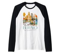 Buffalo, Skyline di New York, Souvenir della Città dei buoni vicini Maglia con Maniche Raglan