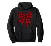Buffalo Tartan Rosso Nero Plaid Plaid Ragazza Coquette Bow Felpa con Cappuccio