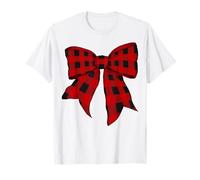 Buffalo Tartan Rosso Nero Plaid Plaid Ragazza Coquette Bow Maglietta