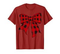 Buffalo Tartan Rosso Nero Plaid Plaid Ragazza Coquette Bow Maglietta