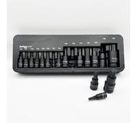 Buffalo Tools Set di 15 chiavi a bussola Torx a stella T6-T70, in acciaio al vanadio resistente, finitura antiruggine, set di attrezzi con vassoio portaoggetti TRX-Star da 1/4, 3/8, 1/2 pollici, unità