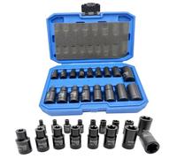 Buffalo Tools Set di 17 bussole Impact E-Star E5 - E24, attacco da 3/8 e 1/2", TRX esterno femmina