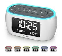 BUFFBEE Radio Sveglia con Luce Notturna a 7 colori, Doppio Allarme, Snooze, Dimmer, Porta USB, Timer Riposo, Sveglia Digitale con Radio FM e Timer Notte - Bianco