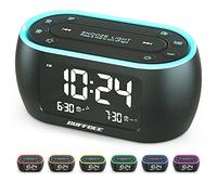 BUFFBEE Radiosveglia da Letto con 7 Luci Notturne Colorte, Doppia Allarme, Snooze, Dimmer, Porta USB, Timer Riposo, Sveglia Digitale con Radio FM e Timer Notte