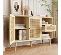 Buffet 120x40x80 cm con cassetto 1 e 2 ante ante magnetiche in rutin con ripiani regolabili color rovere