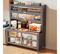 Buffet con Ante in Acrilico, Scaffale da Panettiere con Spazio di Archiviazione, Mobiletto for Pentole e Padelle for Riporre Forni a Microonde, Macchine da Caffè, Macchine for il Pane