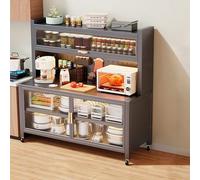 Buffet con Ante in Acrilico, Scaffale da Panettiere con Spazio di Archiviazione, Mobiletto for Pentole e Padelle for Riporre Forni a Microonde, Macchine da Caffè, Macchine for il Pane