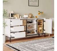 Buffet con mensole, mensole laterali da cucina con porta e 3 cassetti, credenza mensola, tavolo da pranzo manager mobili, console, soggiorno sala da pranzo bianco