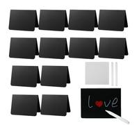 Buffet Food Labels - 12 Piece Blackboards with White Pen and Cloth | Tabletop Dessert Signs for Bakery, Banquet, Wedding, Party, Gathering, Celebration, Dining Centerpieces and Event Food Display