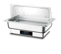 Buffet Heater, Stainless Steel Self-Service Uncovered Stove, Electric Heating Buffet Stove, Touch Temperature Adjustment, Hotel Restaurant Thermal Pot Breakfast Stove (Silver Single Grid)