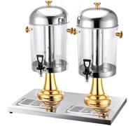Buffet Stainless Steel Juice Tripod Single Double Head Refrigeration Beverage Machine Transparent Cold Drink Machine(C)
