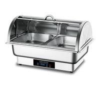Buffet Warmer, Stainless Steel Buffet Stove, Electric Heating Buffy Stove, Touch Temperature Adjustment, Hotel Restaurant Insulation Pot Breakfast Stove (Silver Double Grid)