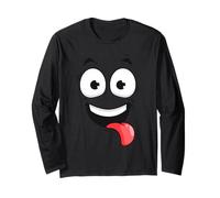 Buffo Battute Carino Viso Travestimento Costume Halloween Maglia a Manica