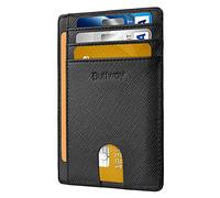 Buffway Portafogli in pelle sottile minimalista con tasca frontale con blocco RFID, per uomo e donna, nero croce, S, minimalista