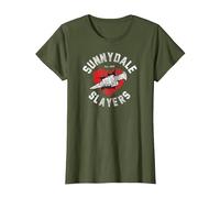Buffy The Vampire Slayer Logo di Sunnydale Slayers Maglietta, Donna, Oliva, L