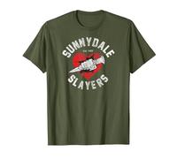 Buffy The Vampire Slayer Logo di Sunnydale Slayers Maglietta, Uomo, Oliva, XXL