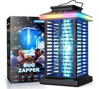 Bug Zapper Outdoor 2025 2-in-1 Zapper Zanzariera per esterni ricaricabile con batteria da 5000 mAh e luce notturna a LED, Zapper elettrico da 4000 V per cortile esterno, cortile,