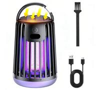 Bug Zapper, Zapper per insetti da 2000 V, Zapper elettrico con spazzola per la pulizia, cavo di ricarica USB, doppia ricarica solare e USB, modalità a doppia funzione, lampada antizanzare per esterni