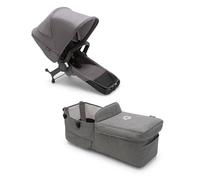 Bugaboo Donkey 5 Twin, Set di Conversione Passeggino Completo, Affiancato, Design Migliorato, Seduta Reversibile, Guida a una Mano e Archiviazione Espandibile, Grey Melange