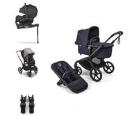 Bugaboo Fox5 Renew Sistema modulare, Passeggino Multi-Terreno 3 in 1, con seggiolino auto, navicella ergonomica, Chiusura Facile, Seduta da Bambino Estensibile, Telaio Nero e Cappottina Deep Indigo