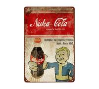 Bugana Targa in metallo con scritta "Nuka Cola" in stile vintage, accessorio decorativo per la grotta dell'uomo, decorazione da parete per garage, cortile, 20 x 30 cm