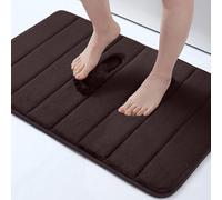 Buganda Tappetino da bagno in memory foam, antiscivolo, assorbente, tappetino da bagno con retro in gomma, tappetino per cucina, bagno, pavimenti, 43,2 x 61 cm, marrone
