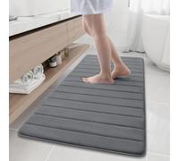 Buganda Tappeto da bagno in memory foam, 152 x 61 cm, ultra morbido e antiscivolo, assorbe l'acqua e lavabile in lavatrice, tappeto da bagno per bagno, doccia e vasca, colore: grigio