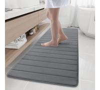 Buganda Tappeto da bagno in memory foam, 178 x 61 cm, ultra morbido e antiscivolo, assorbe l'acqua e lavabile in lavatrice, tappeto da bagno per bagno, doccia e vasca, colore: grigio