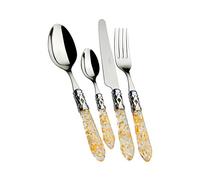 BUGATTI, Aladdin, Set Posate 24 Pezzi in Acciaio Inox 18/10, Ghiera Cromata e Manico Colore PAGLIUZZE Oro. Set Posate 6 Persone: 6 cucchiai, 6 forchette, 6 coltelli e 6 cucchiaini caffè