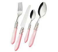 BUGATTI, Aladdin, Set Posate 24 Pezzi in Acciaio Inox 18/10, Ghiera Cromata. Set Posate 6 Persone Composto da 6 cucchiai, 6 forchette, 6 coltelli e 6 cucchiaini (Rosa)