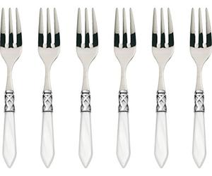 Bugatti ALC1M N4217 Aladdin - 6 Pezzi forchette Torta Posate, Acciaio Inox/plastica (ABS), Bianco, 21 x 18 x 3 cm