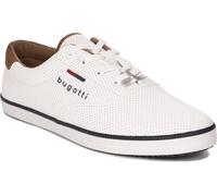bugatti Uomo Sneaker in tela di cotone, scarpa bassa in tela con suola flessibile, Bianco, 45 EU